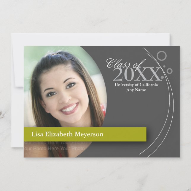 Invitation Obtention du diplôme de courbe et de points : Vert (Devant)