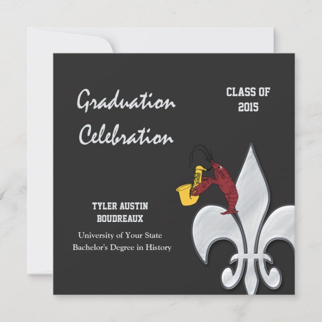 Invitation Obtention du diplôme de Fleur de Lis Crawfish (Devant)