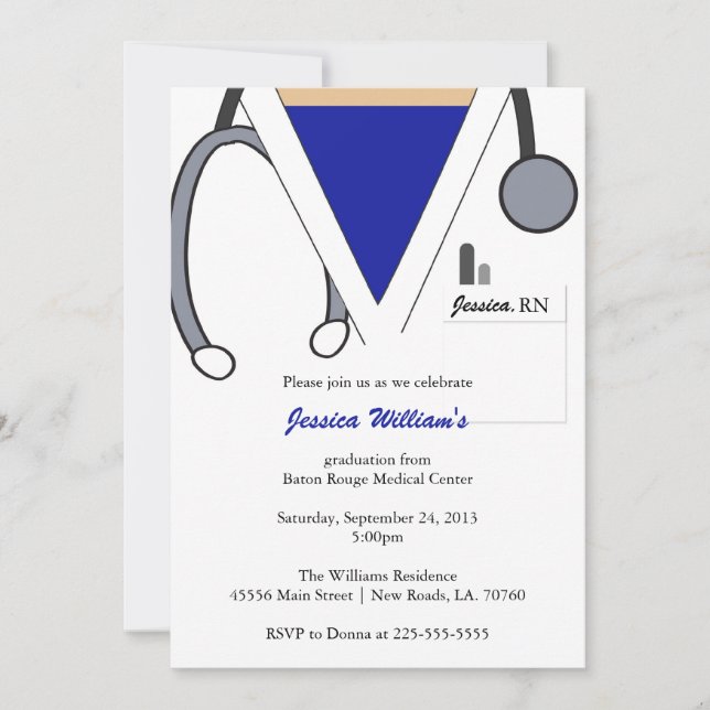 Invitation Obtention du diplôme d'école d'infirmières (Devant)