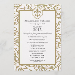 Invitation Obtention du diplôme formelle de White Fleur de