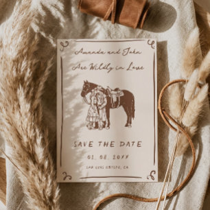 Invitation Occidental follement amoureux Cowboy rustique Cart