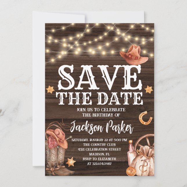 Invitation Occidental Sauver la date Anniversaire Pays Annive (Devant)
