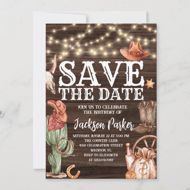 Invitation Occidental Sauver la date Anniversaire Pays Annive (Devant)