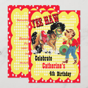 Invitation Occidentale Cowgirl And Horse Birthday 