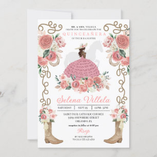 Invitation Occidentale rose Mariachi Charro Princesse Quincea