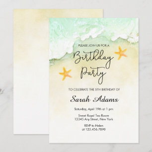 Invitation Ocean Beach Aquarelle tropicale 5e anniversaire