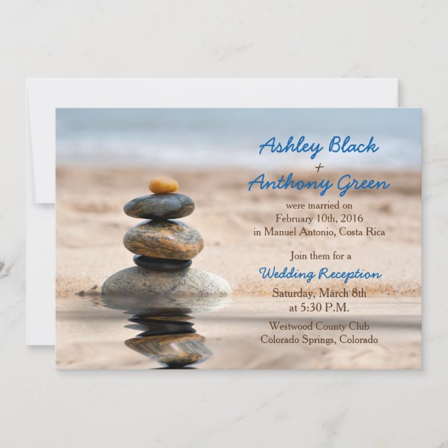 Invitation Ocean Beach Destination Mariage Réception Uniqueme (Devant)