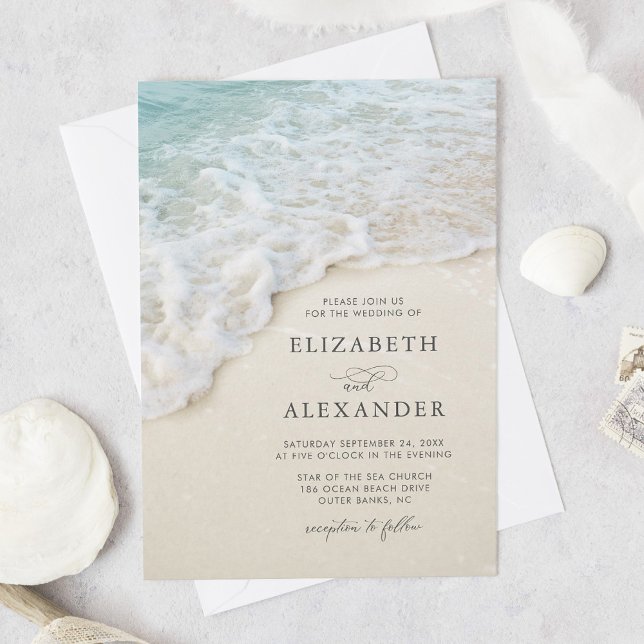 Invitation Ocean Beach Élégant Mariage de destination (Créateur téléchargé)