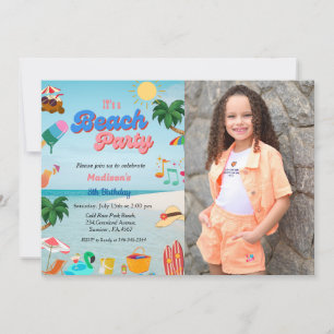 Invitation Ocean beach fête anniversaire, plage d'été