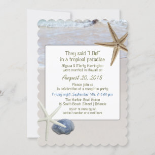 Invitation Ocean Beach Starfish Réception de mariage uniqueme