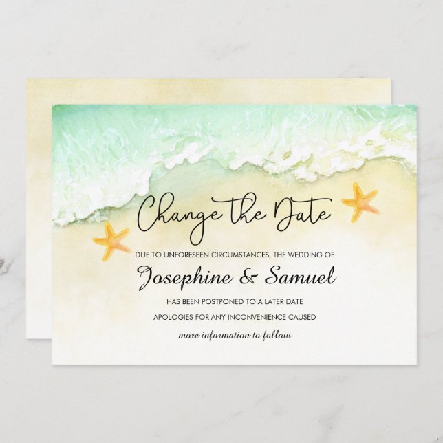 Invitation Ocean Beach Tropical Summer Change La Date (Devant / Derrière)