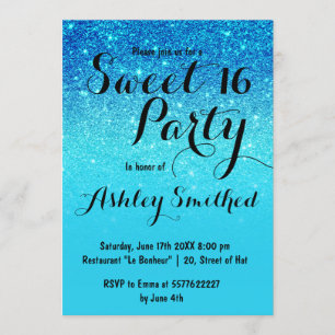 Invitation Océan bleu moderne parties scintillant turquoise o