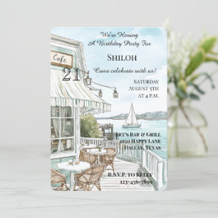 Invitation Ocean Coast Cafe Anniversaire