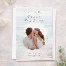 Ocean-Inspired Soft Blue Watercolor Save The Date
