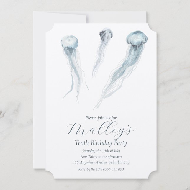 Invitation Ocean Jellyfish Numéro d'âge Anniversaire Invitati (Devant)