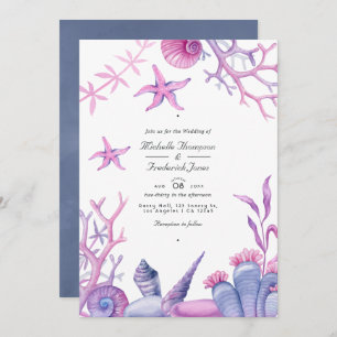 Invitation Ocean Life QR Code RSVP Mariage nautique
