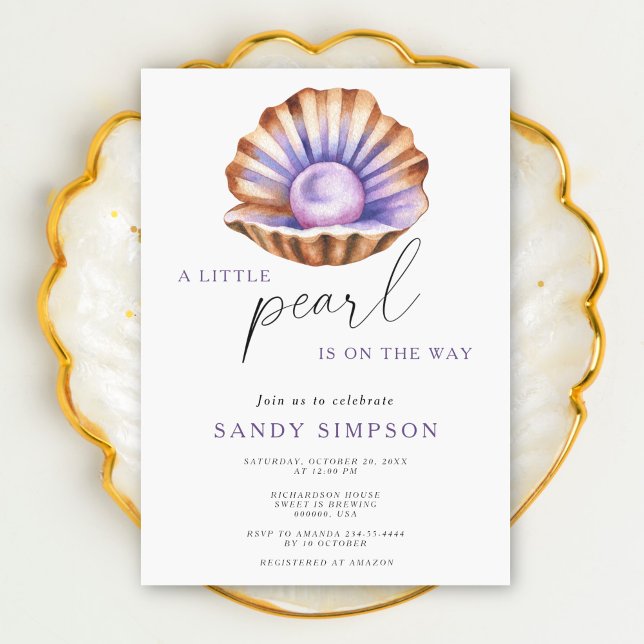 Invitation Ocean Little Pearl Under The Sea Baby Shower (Créateur téléchargé)