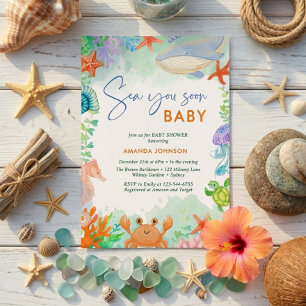 Invitation Océan Mer à Bientôt Bébé Fête d'été