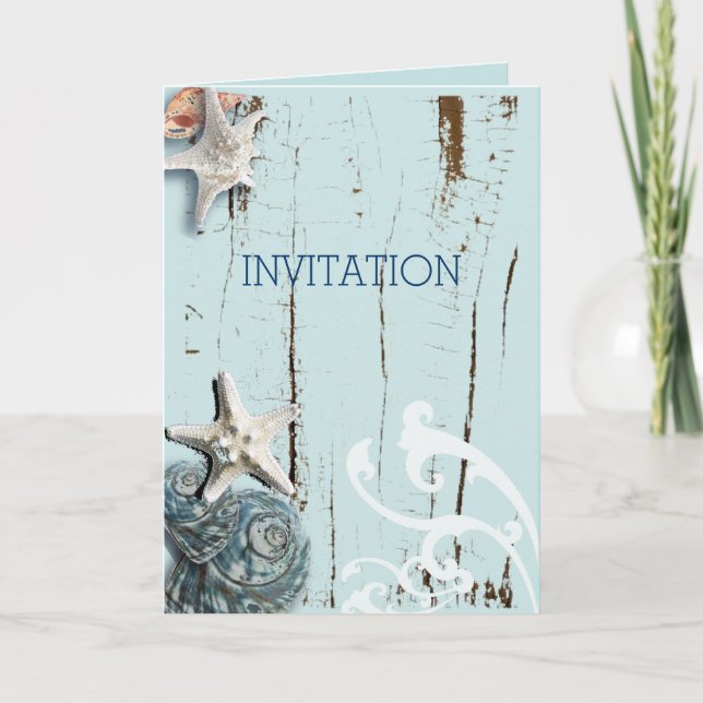 Invitation océan moderne SeaShells Beach Wedding (Devant)