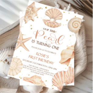Invitation Océan notre petite perle d'anniversaire