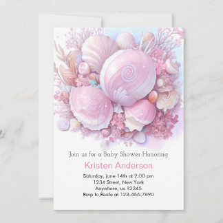Invitation Océan rose Blissful par le Baby shower de plage