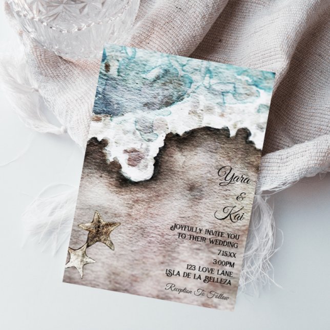 Invitation Océan rustique | Mariage de destination plage (Créateur téléchargé)