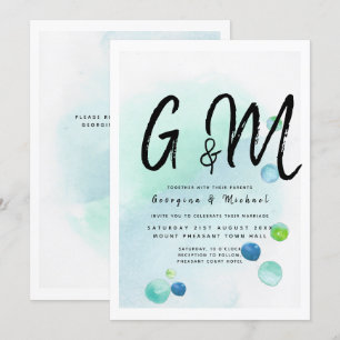 Invitation Ocean Sea Glass Ombre Turquoise Blue Mariage