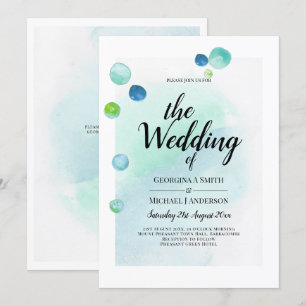Invitation Ocean Sea Glass Ombre Turquoise Blue Mariage