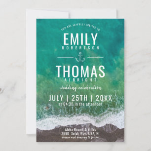 Invitation Ocean Sea Waves Beach Sand Mariage nautique