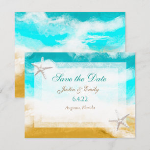 Invitation Ocean Seaside Turquoise Waves Enregistrer la date