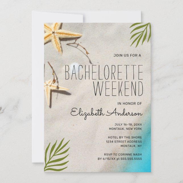 Invitation Ocean Shore Beach Bachelorette Week-end (Devant)