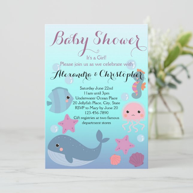 Invitation Océan sous-marin Mer Animal Plage Baby shower fill (Debout devant)