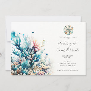Invitation Ocean Splash Sea Coral Mariage d'aquarelle