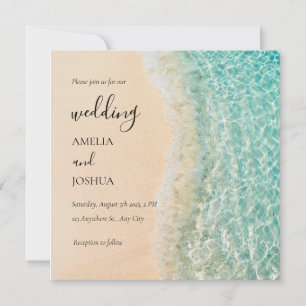 Invitation Ocean Summer Blue Beach Fête de mariage de sable b