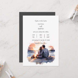 Invitation Ocean Sunset Romantique Couple Scenery Plage Maria