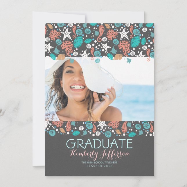 Invitation Ocean Treasures Beach Photo Graduation Party (Devant)