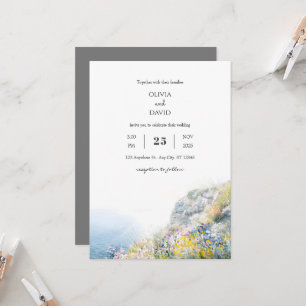 Invitation Ocean View Fleur sauvage Clifftop Beach Mariage