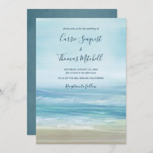 Invitation Ocean Waves Beach Abstrait Mariage d'aquarelle