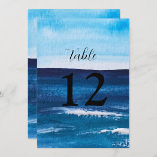 Invitation Ocean Waves Beach Destination Blue Nombre de table