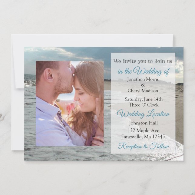 Invitation Ocean Waves Thématique Mariage photo Invite (Devant)