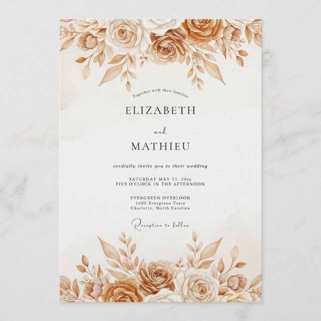 Invitation Ochre Rustic Botanical Wedding (Devant)