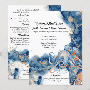 Invitation Octopus aquarelle plage mariage la vie côtière