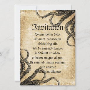 Invitation Octopus vintage