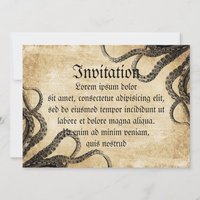 Invitation Octopus vintage (Devant)