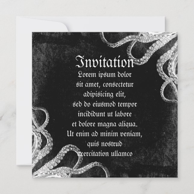 Invitation Octopus vintage foncé (Devant)