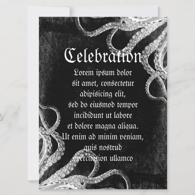 Invitation Octopus vintage foncé (Devant)