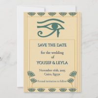 Œil d'Horus Égyptien Lotus Or Save the Date