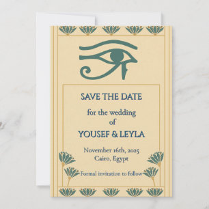 Invitation Œil d'Horus Égyptien Lotus Or Save the Date