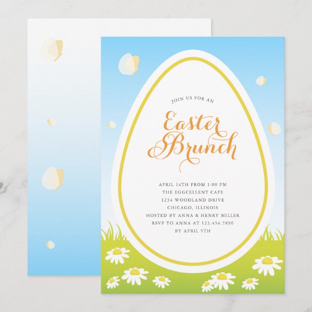 Invitation Oeuf de Pâques Brunch de Pâques (Devant / Derrière)