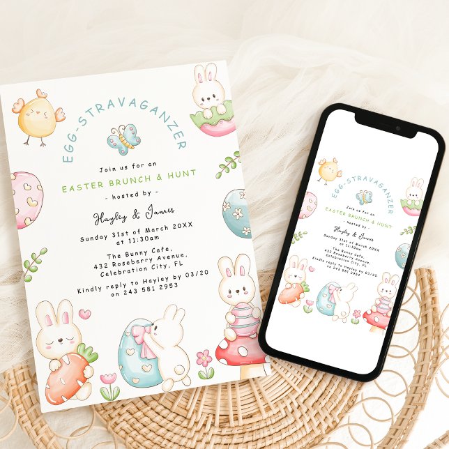 Invitation Oeuf-Stravaganza | Brunch et chasse de Pâques (Créateur téléchargé)